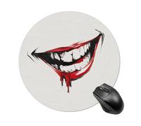 Alfombrilla de mouse redonda para computadora con diseño de boca espeluznante, impermeable, con base de goma antideslizante, alfombrilla de mouse para laptop y oficina, 20 cm