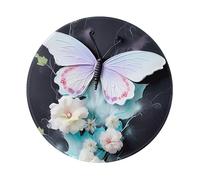 Alfombrilla de mouse redonda para juegos de mariposa blanca de 7.9 x 7.9 pulgadas con bordes cosidos, alfombrilla de mouse plegable para computadora portátil