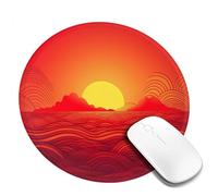 Alfombrilla de mouse redonda roja de 8 pulgadas, cómoda alfombrilla de mouse para juegos, base de goma antideslizante con borde cosido, impermeable, lavable, para computadora y oficina en casa