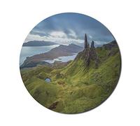 Alfombrilla de Mouse Scotland Mouse Pad for Computers,Scottish Highlands Greenery and Lake Cloudscape Sea View Deserted Rural Area,Round Non-Slip Thick Rubber Modern Gaming Mousepad,8" Round