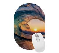 Alfombrilla de mouse Sunset Beach | Alfombrilla de escritorio ovalada para juegos | Precisión y velocidad mejoradas | Base de goma para un agarre estable en superficies lisas | 28 x 18 cm