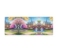 Alfombrilla de mouse y teclado de gran tamaño con diseño de cuento de hadas de unicornio, 12 x 31.5 pulgadas, diseño de borde bloqueado, antideslizante y resistente al desgaste