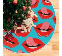 Alfombrilla de Navidad con diseño de lengua azul, suave, vintage, para el hogar, jardín, fiesta, vacaciones, 35.4 x 35.4 pulgadas