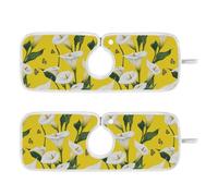 Alfombrilla de piedra para fregadero de cocina, protector de fregadero colgante, paquete de 2 alfombrillas de secado para baño, evita la acumulación de humedad, 23.6 pulgadas, diseño de lirio de cala