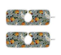 Alfombrilla de piedra para fregadero de cocina, protector de fregadero colgante, paquete de 2 mate para encimera de cocina y fregadero de baño, 30 pulgadas, William Morris blanco loro granada