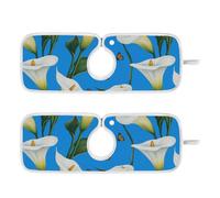 Alfombrilla de piedra seca para fregadero de cocina, de secado rápido, para colgar, paquete de 2 alfombrillas de drenaje para cocina, baños, 23 y 6 pulgadas, diseño de lirio de cala de dibujos