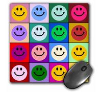 Alfombrilla de rat n 3dRose LLC de 8 x 8 x 0,25 pulgadas, con caritas sonrientes coloridas, estilo Warhol, emoticones arco ris brillantes y multi