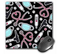 Alfombrilla de rat n 3dRose LLC de 8 x 8 x 0,25 pulgadas, con un bonito dise o de veterinario o t cnico veterinario, color negro (mp_172116_1)