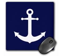 Alfombrilla de rat n 3dRose LLC de 8 x 8 x 0,25 pulgadas, dise o de ancla n utica azul marino y blanco (mp_165798_1)