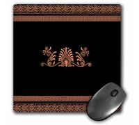 Alfombrilla de rat n 3dRose LLC de 8 x 8 x 0,25 pulgadas, espirales decorativas griegas antiguas y hojas de palma en naranja y negro - Clave grie