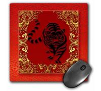 Alfombrilla de rat n de 3dRose LLC, 8 x 8 x 0,25 pulgadas, zodiaco chino, a o del tigre, a o nuevo chino, rojo, dorado y negro (mp_101855_1)