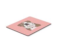 Alfombrilla de rat n/salvamanteles/alfombrilla de rat n con dise o de bulldog ingl s rosa y cuadros de Caroline's Treasures (BB1219MP)
