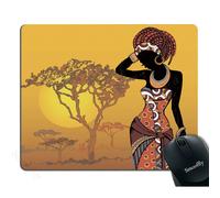 Alfombrilla de rat n Smooffly con dise o de mujer africana y rbol al atardecer, rectangular, antideslizante, de goma, para juegos, 240 mm x 200