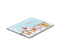 Alfombrilla de rat n ""Tesoros de Caroline Feliz Navidad Pekin s Fawn Sable"" Multicolor 7.75x9.25 (BB2435MP)