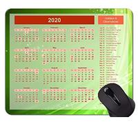 Alfombrilla de ratón 2020 Calendar Gaming, Alfombrilla de ratón temática Green Star Point con Borde Cosido