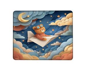 Alfombrilla De Ratón 25X30CM, Avión De Oso Fantasioso, Tonos Tierra Cálidos Y Acogedores, Estilo Aventurero, Nubes De Ensueño Alfombra Raton Antideslizante Mousepad Portátil Mouse Pad
