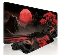 Alfombrilla de Ratón 600x300x2mm,alfombrilla ratón XXL Gaming Árbol de la montaña de la luna,Superficie Que Mejora La Precisión Y Velocidad Base Antideslizante,Alfombrillao de Escritorio para Laptop