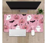 Alfombrilla de Ratón 600x300x2mm,alfombrilla ratón XXL Gaming Fantasma de calabaza rosa,Superficie Que Mejora La Precisión Y Velocidad Base Antideslizante,Alfombrillao de Escritorio para Laptop