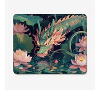 Alfombrilla de Ratón 600x400mm, Alfombrilla Gaming Escritorio Impermeable Patrón Loto/Dragón, Deslizamiento Suave, Antideslizante, Accesorios de Escritorio, Trabajo Mouse Mat W-O3993