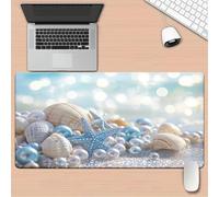 Alfombrilla de Ratón 600x400x3mm,alfombrilla ratón XXL Gaming Conchas marinas Estrellas de mar,Superficie Que Mejora La Precisión Y Velocidad Base Antideslizante,Alfombrillao de Escritorio para Laptop