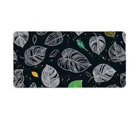 Alfombrilla de Ratón 800 x 400 x 3mm Alfombrilla de Ratón Gaming Extendida de Gran Tamaño con Bordes Cosidos, Base de Goma Antideslizante y Almohadilla para Teclado, Plantas Hojas Mouse Pad p-1031