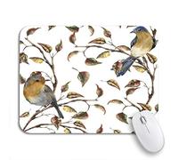 Alfombrilla De Ratón Acuarela Sentada En La Rama De Un Árbol con Pájaros En Otoño Antideslizante Mouse Pad con Bordes Cosidos Alfombrilla para Ratón Gaming, para Hogar, Oficina, 25 x 30cm