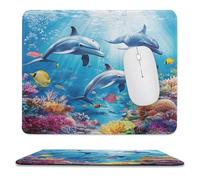 Alfombrilla De Ratón, Animal Colorido Coral Mundo Submarino Delfín Portátil Alfombrilla Gaming Professional Tapete De Juego para Ordenador Oficina Oficina 25X30Cm