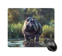Alfombrilla De Ratón Animal Divertido Hipopótamo Alfombrilla De Ratón Rectangular Personalizada Mouse Pad Pequeña, para Oficina, Ordenador, 25x30cm