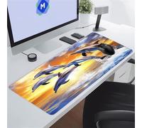 Alfombrilla de Ratón Animales Delfines Saltando 800x400x2 mm Alfombrilla Ratón XXL Gaming con Bordes Cosidos y Antideslizante Mouse Pad para Jugadores, PC, Oficina