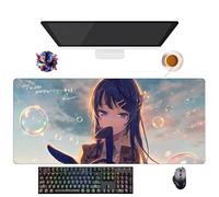Alfombrilla de ratón Anime Rascal Does Not Dream of Bunny Girl Senpai Sakurajima Mai | Alfombra XXL lavable con bordes reforzados (90 cm x 40 cm x 3 mm) | Superficie duradera y antideslizante (10)
