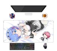 Alfombrilla de ratón Anime Re Zero Emilia REM | Alfombra Gamer XXL (90 x 40 cm) | Base antideslizante + superficie suave | Perfecto para oficina y juegos (1)