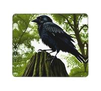 Alfombrilla de ratón antideslizante para juegos con diseño de cuervos en el árbol, adecuada para estudio y juegos, 7 x 8.6 pulgadas