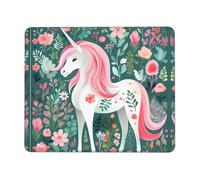 Alfombrilla de ratón antideslizante para juegos con diseño de unicornio con pelo rosa impreso, adecuada para estudio y juegos, 10 x 12 pulgadas