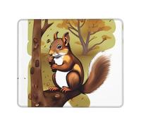 Alfombrilla de ratón antideslizante para juegos con estampado de ardilla que come nueces, adecuada para estudio y juegos, 10 x 12 pulgadas