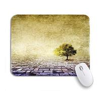 Alfombrilla De Ratón Azul Vida Surrealista Paisaje Un Solo Árbol Amarillo Viajes Espaciales Mouse Pad Pequeña Lavable Alfombrilla Ratón Ordenador, para Hogar, Oficina, 25 x 30cm