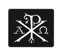 Alfombrilla De Ratón Bandera De La Cruz Cristiana Chi Rho Alpha Bordes Cosidos Mousepad Antideslizante Protector De Escritorio para Juegos Trabajo Ordenador 10X12In