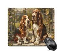 Alfombrilla De Ratón, Basset Hounds En The Gate Professional Alfombrilla De Ratón para Juegos Antideslizante Mouse Mat para Juegos Laptop Ordenador 25X30Cm