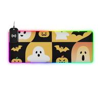Alfombrilla de ratón brillante con diseño de calabaza y fantasma amarillo de Halloween, para juegos, escritorios no lavables, 35.4 x 15.7 pulgadas, mouse mate para escritorio