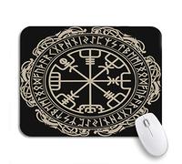 Alfombrilla De Ratón Brújula Rúnica Mágica Vikinga Vegvisir En El Círculo Alfombrilla Gaming Con Bordes Cosidos Alfombrilla Ratón Ordenador, Para Oficina, Ordenador, 25 x 30cm