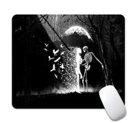 Alfombrilla De Ratón Calavera Blanca Y Negra con Forma De Pájaro Lunar Alfombrilla Gaming Lavable Personalizada Antideslizante Mouse Pad, para Hogar, Portátil, Ordenador, 25x30cm