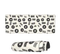 Alfombrilla De Ratón Cintas De Casete De Discos Antiguos Alfombrilla De Ratón Rectangular Cómoda Mouse Pad Grande, Para Portátil, Ordenador, Hogar, 80x30cm