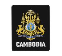 Alfombrilla De Ratón Coat of Arms of Cambodia Flag Cambodian Emblem Alfombra Raton Antideslizamiento Mousepad Multifuncional Tapete Escritorio para Oficina Pc Ordenador 25X30CM
