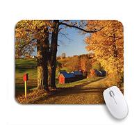 Alfombrilla De Ratón Colores De Otoño De Nueva Inglaterra En Vermont Rojo Granja País del Arce Alfombrilla Ratón Ordenador Duraderos Mouse Pad Pequeña, para Ordenador, Oficina, 25 x 30cm