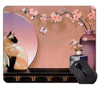 Alfombrilla de ratón con Borde Cosido, Base de Goma Antideslizante de Gato Sakura Blossom