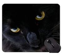 Alfombrilla de ratón con Borde Cosido, Gatito Stare Whiskers Ojos de Gato Negro Base de Goma Antideslizante