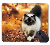 Alfombrilla de ratón con borde cosido, ojos azules Himalayan Cat Animal Tierra Naturaleza Gato antideslizante Base de goma Mousepad