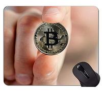 Alfombrilla de ratón con Borde de Bloqueo, Dinero Moneda de Bitcoin Alfombrilla de ratón con Borde Cosido