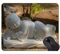 Alfombrilla de ratón con borde de bloqueo, estatua Estatua Buda Zen antideslizante de goma con base de goma