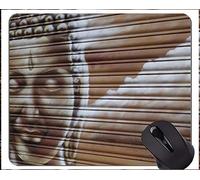 Alfombrilla de ratón con borde de bloqueo, Graffiti Buddha, buena y mala, antideslizante, base de goma, tapete de ratón