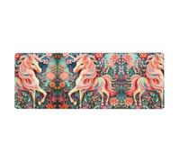 Alfombrilla de ratón con borde de unicornio de corte de papel rosa, adecuada para uso en oficinas, bibliotecas y hogares (30 cm x 80 cm)